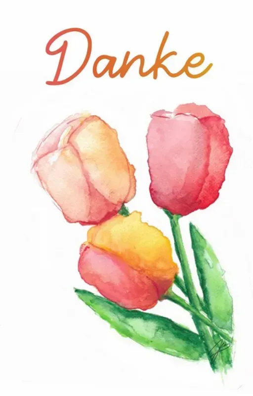 Vorderseite der Karte mit Aquarellmotiv